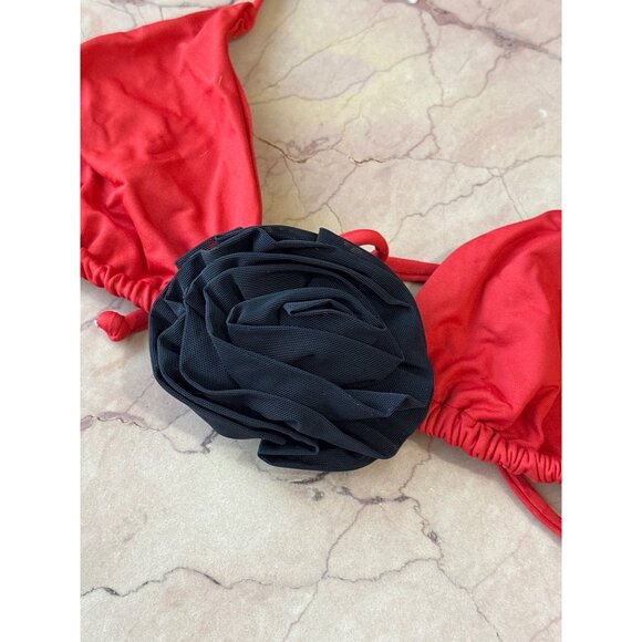 WeWoreWhat Cooper Bikini Top in Barn Red XSmall New Womens Swimsuit - Picture 6 of 11